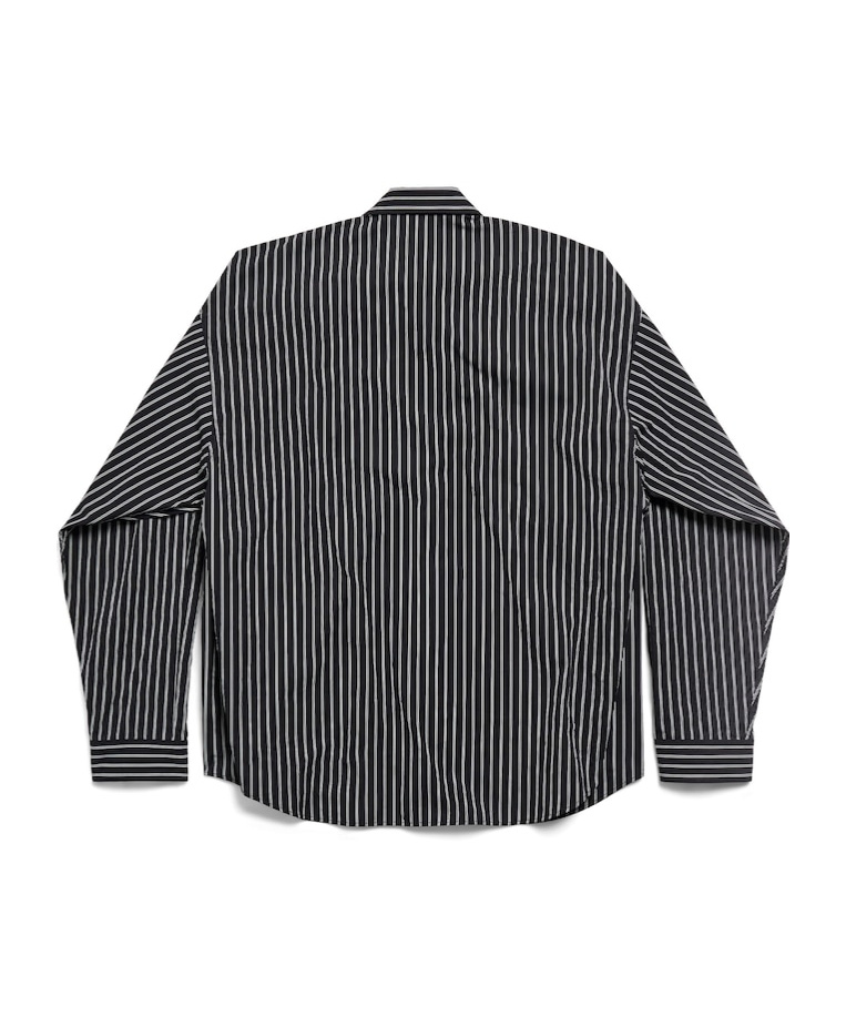 Balenciaga Oversized Striped Poplin Shirt For Men In Black