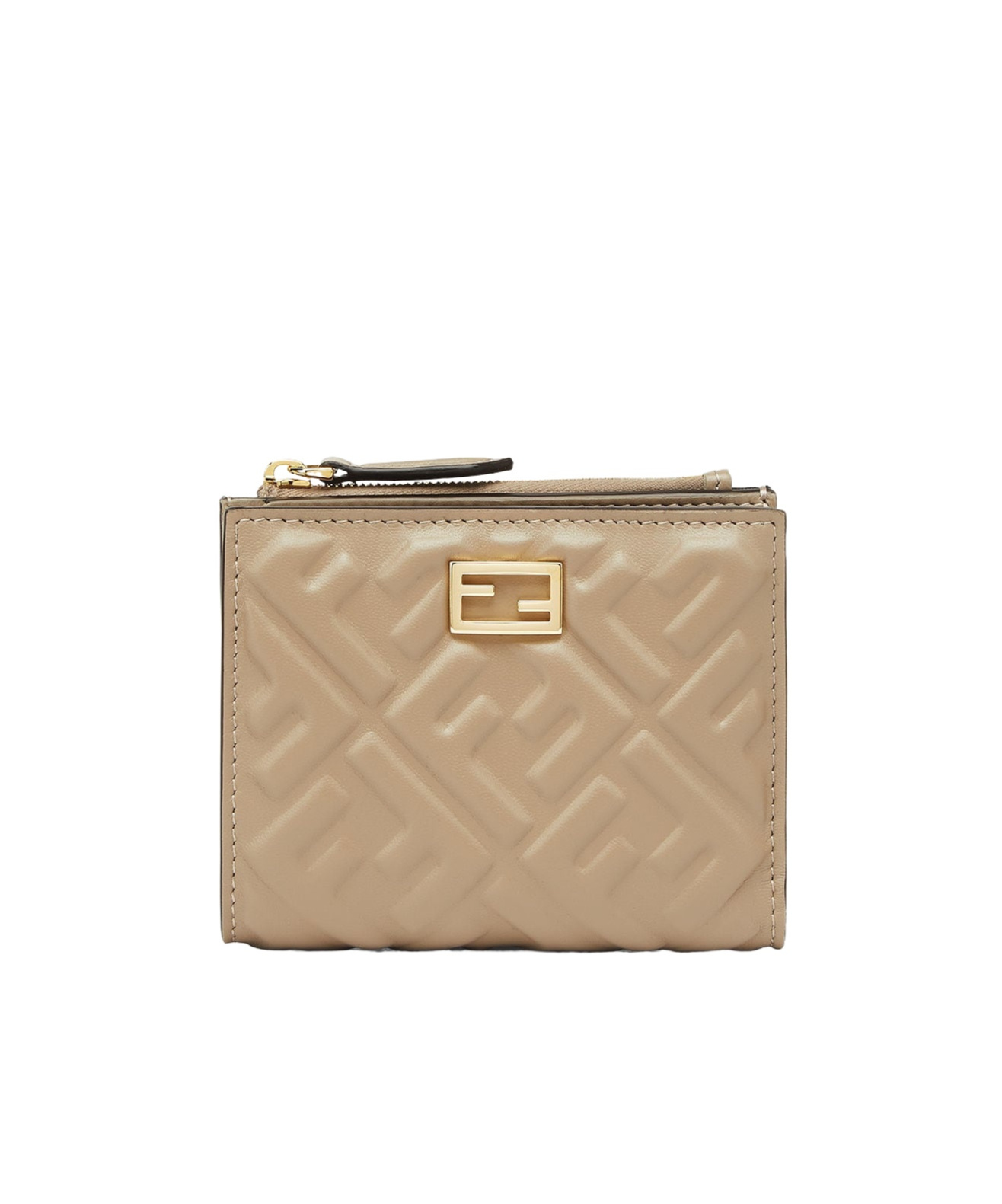 Fendi Small Baguette Compact Wallet In Nude