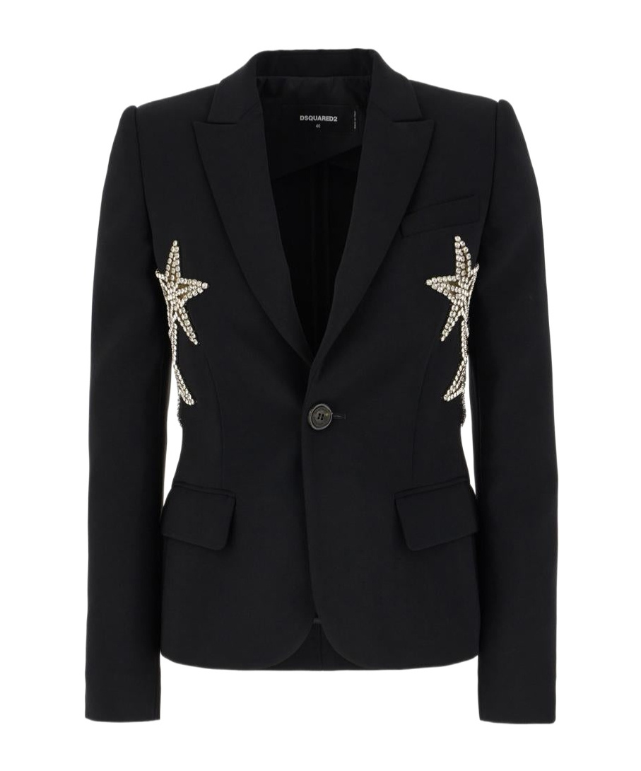 Dsquared2 Stretch Blazer Rhinestone Embellishments In Black