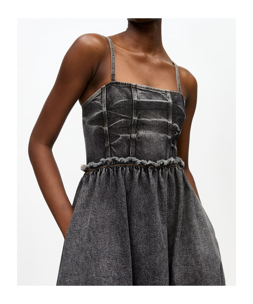 Ganni Women Stretch Future Denim Dress In Black Washed
