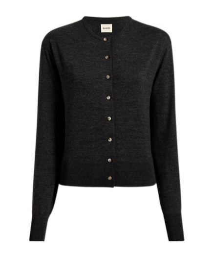 Khaite Long-sleeved Knitted Cardigan In Black