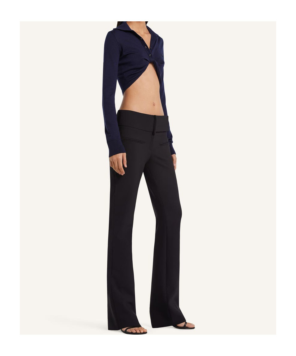 Courrèges Wool Crop Polo Shirt In Black
