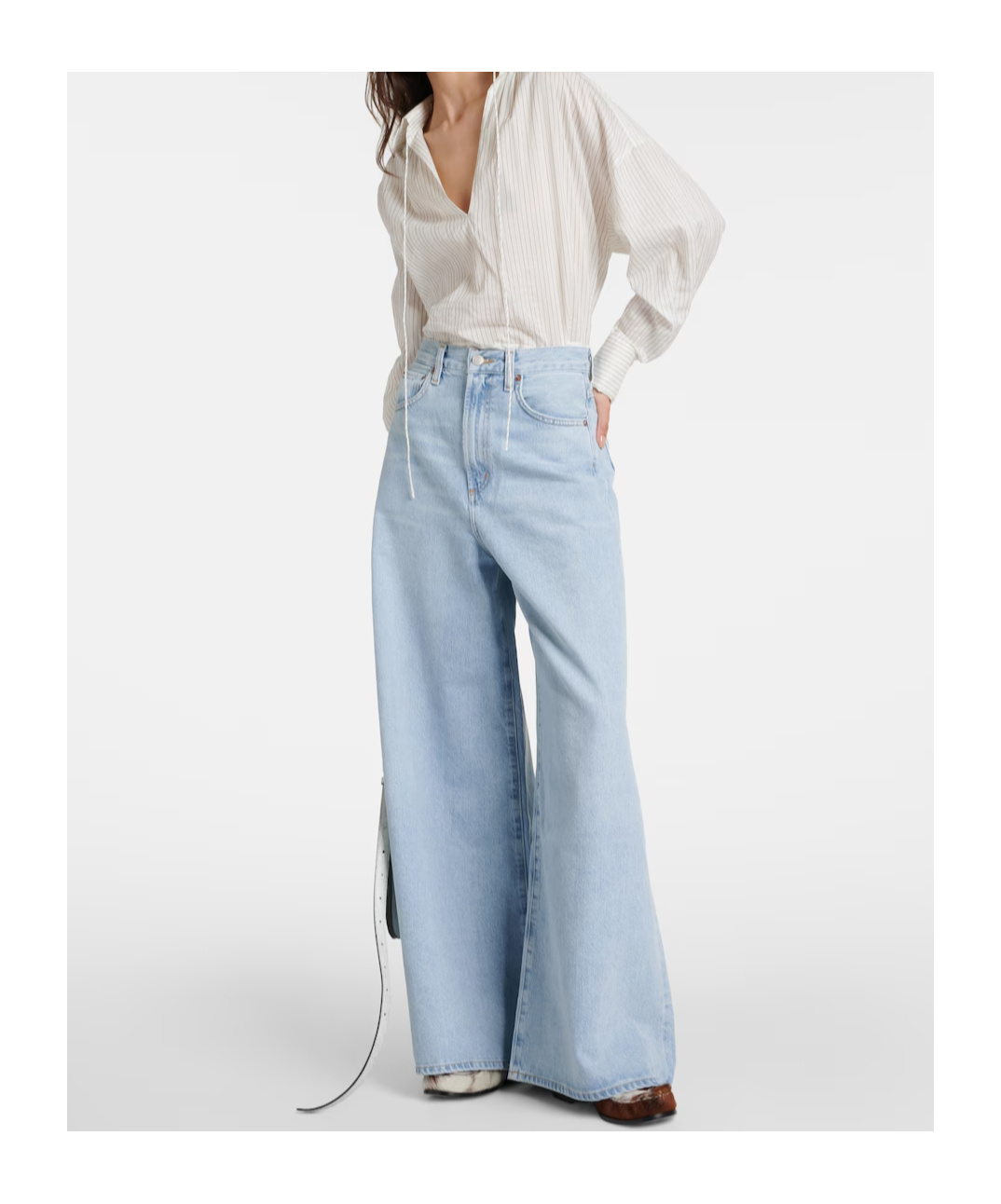 Agolde Nolan Mid-rise Wide-leg Denim Trousers In Blue