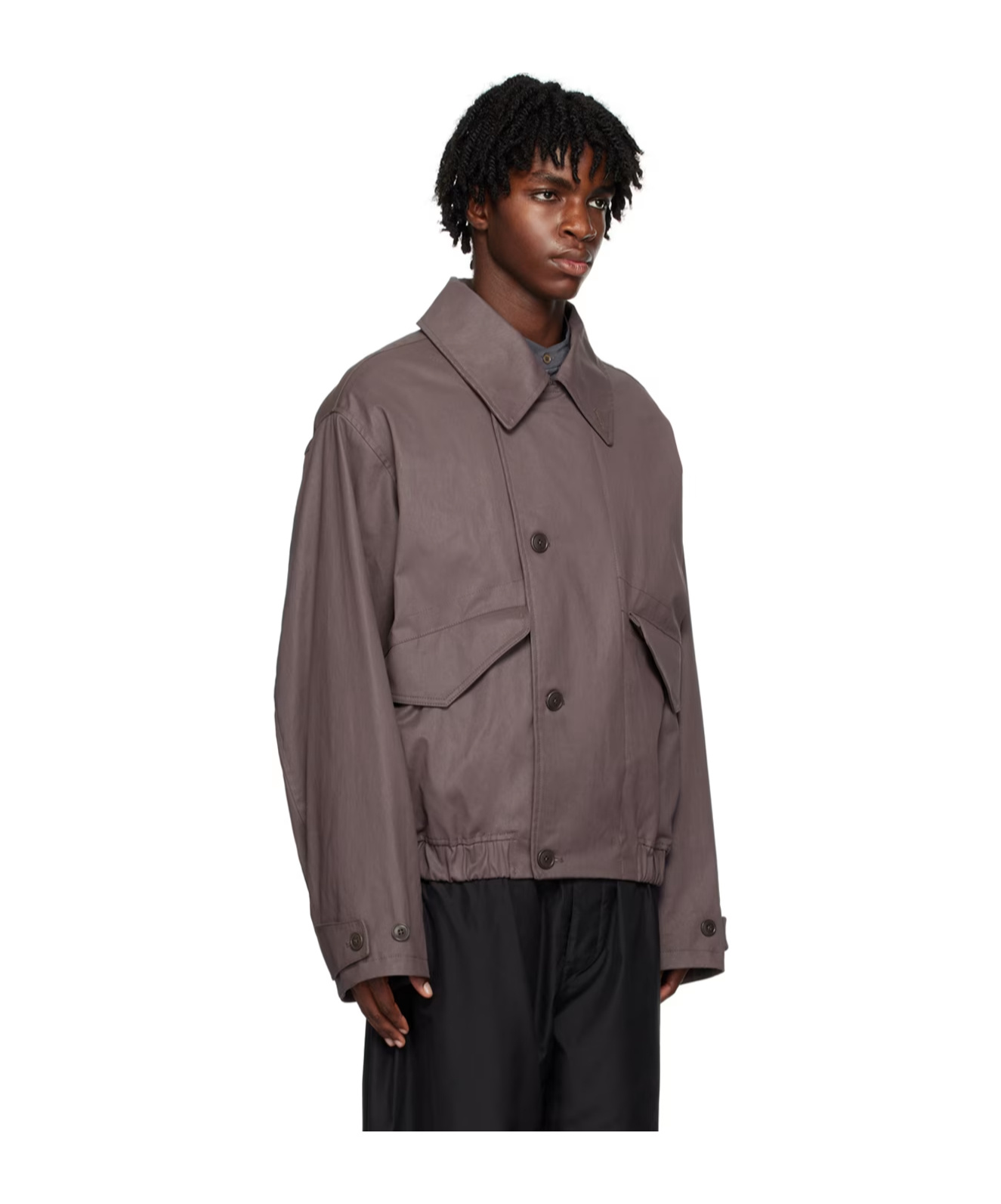Lemaire Oversized-collar Bomber Jacket In Gray