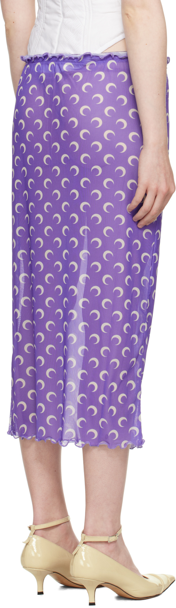 Marine Serre Purple Recycled Moon Mesh Midi Skirt