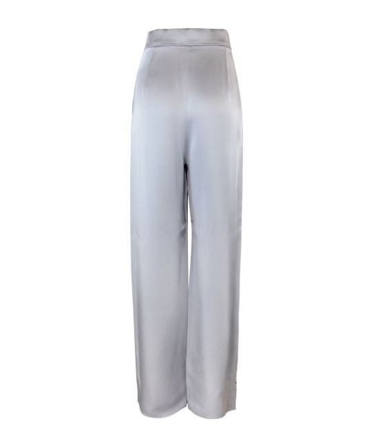 Max Mara Wide Trousers In Gray Enver Satin In Gray
