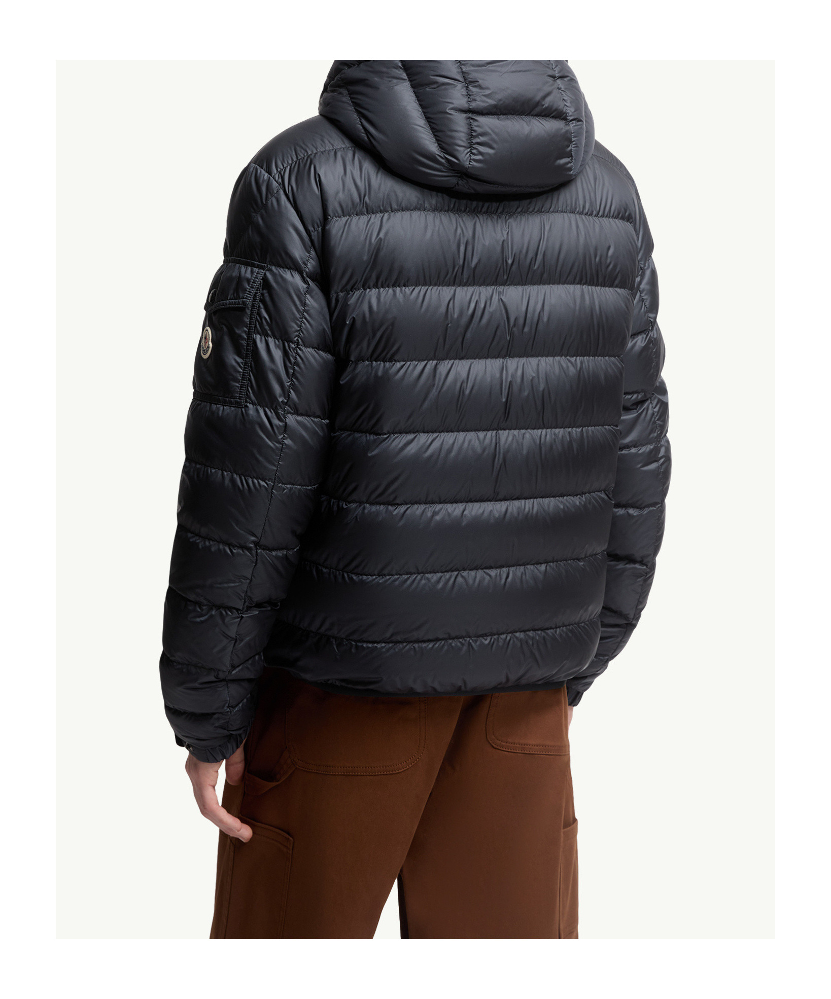 Moncler Hooded Down Jacket Featuring Elastic Cuffs In Black