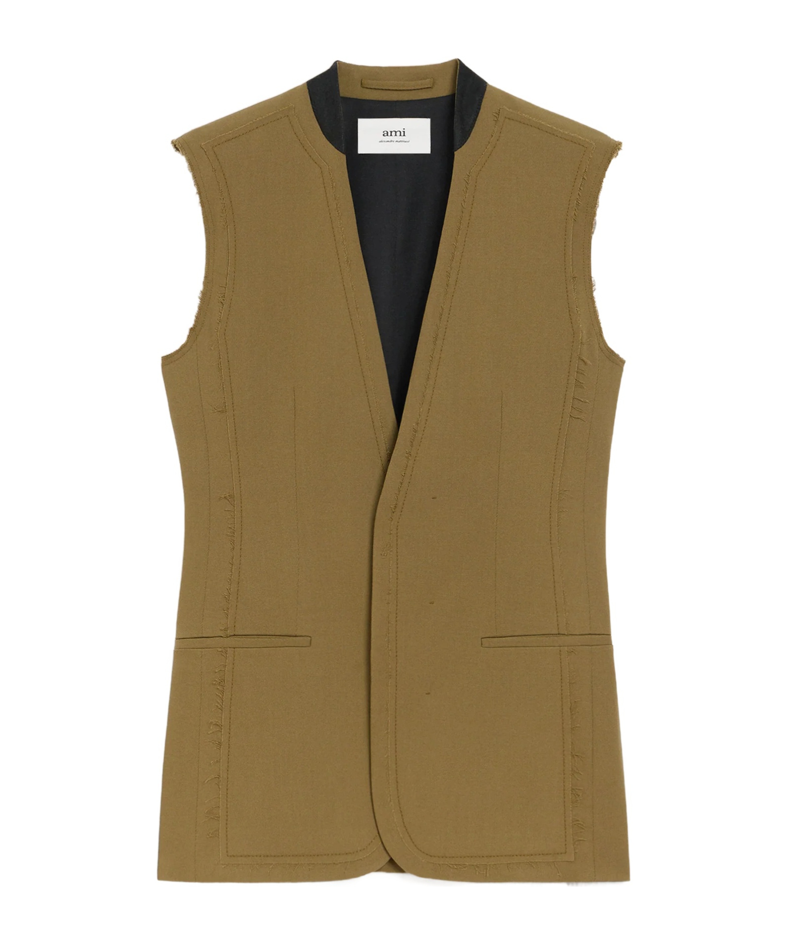 Ami Alexandre Mattiussi Green Wool Sleeveless Jacket In Green