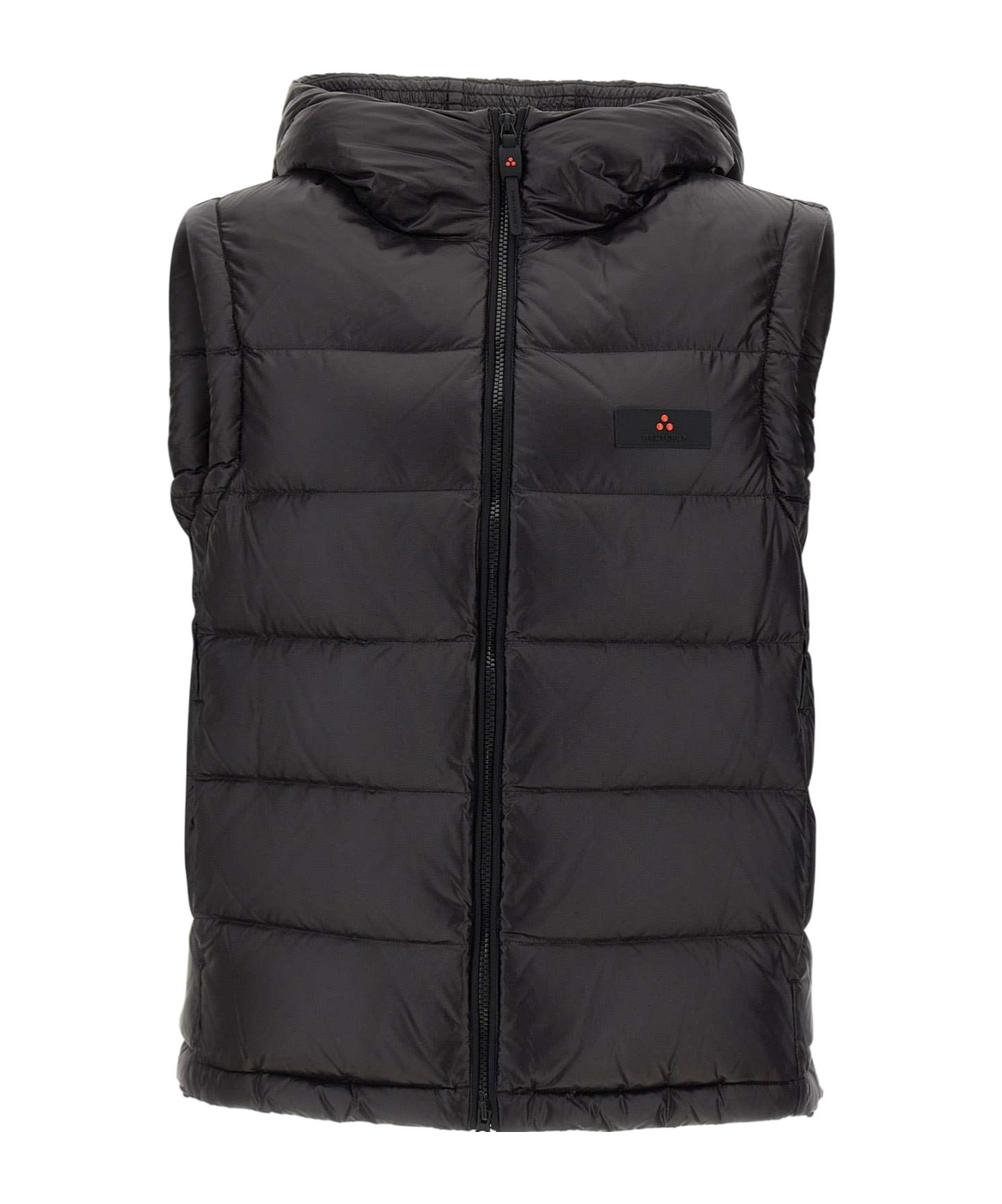 Peuterey Hooded Padded Vest With Horizontal Quilting In Black