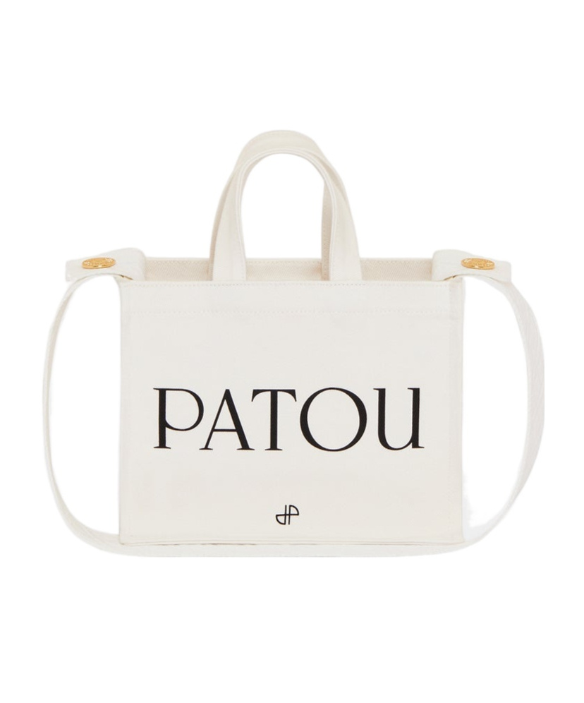 Patou Small Logo-printed Top Handle Bag In White