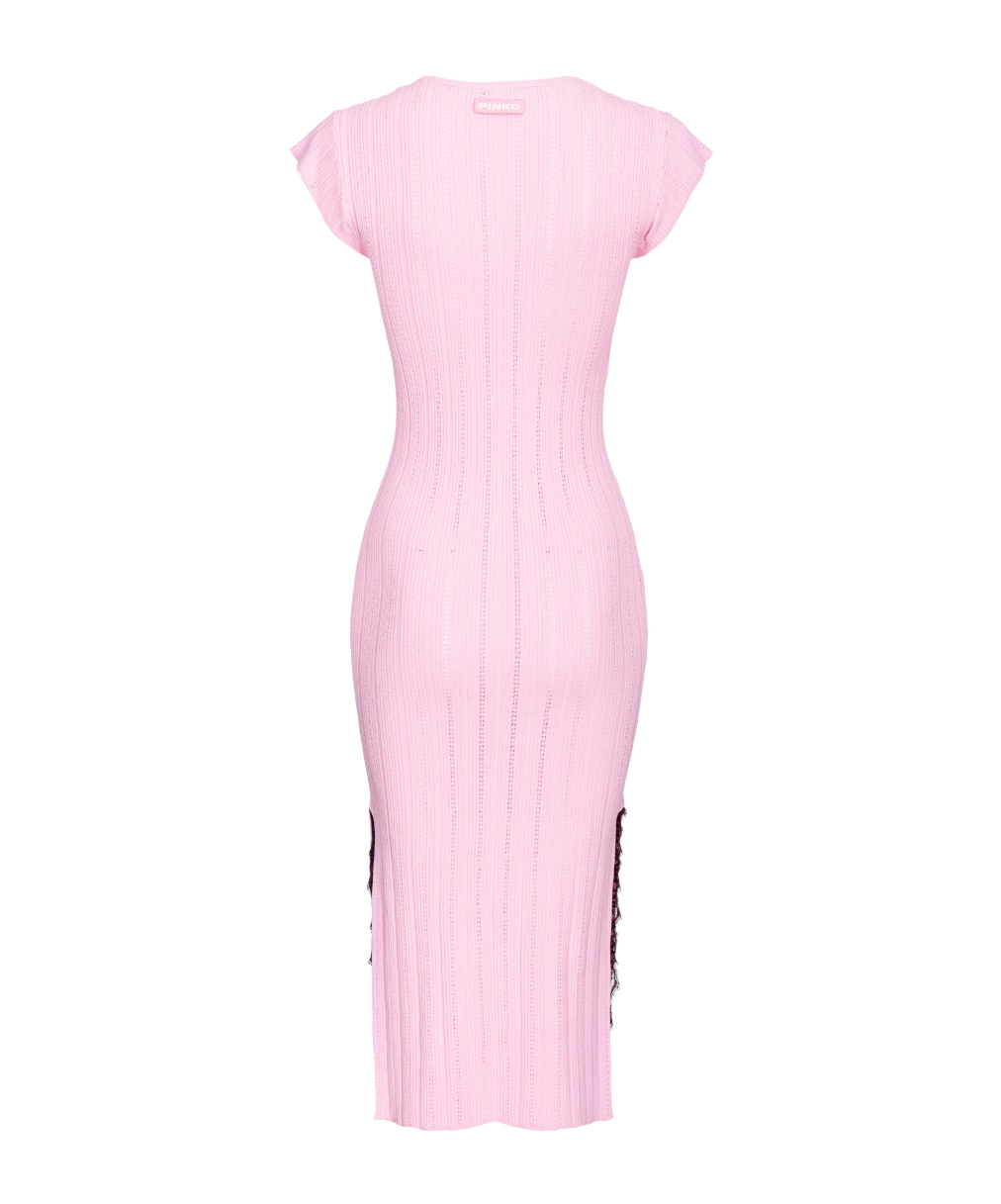 Pinko Knit Midi Dress With Openwork In Pink