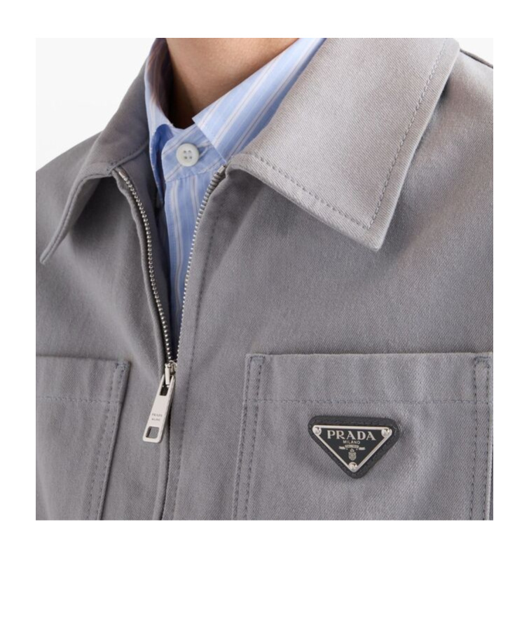 Prada Denim Jacket In Gray