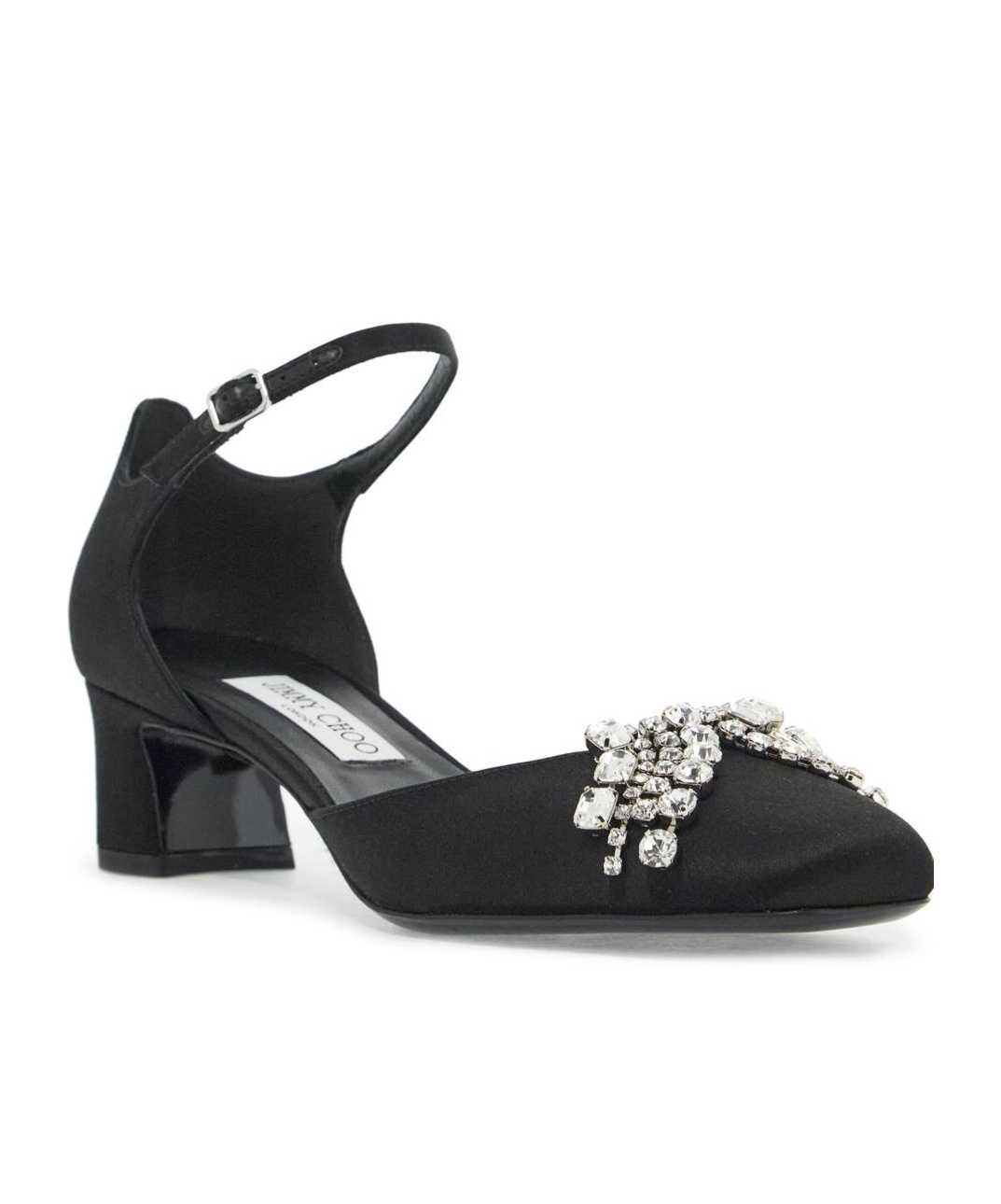 Jimmy Choo Verity 45 Crystal-embellished Satin Pumps In Black