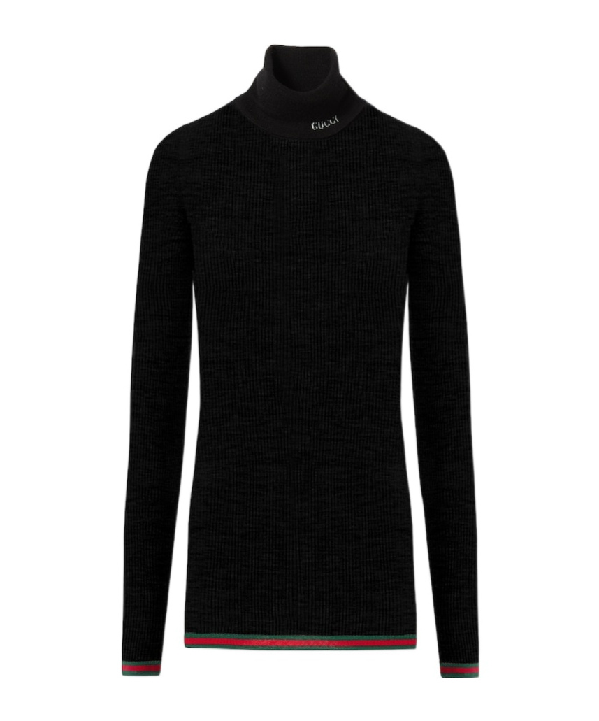 Gucci Cashmere Silk Blended Sweater In Black