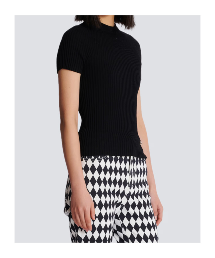 BALMAIN RIBBED KNIT TOP