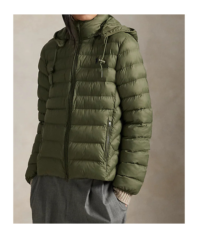 Ralph Lauren Hooded Puffer Jacket In Green