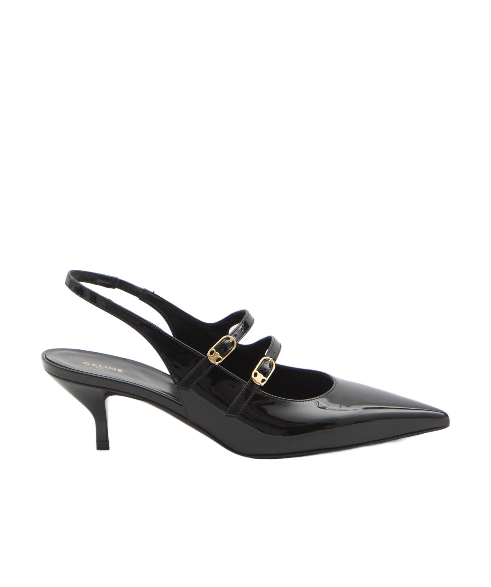 Celine Pointed Toe Mary Jane Shoes In Black