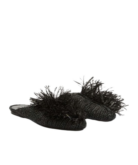 Jil Sander Fringed Muller Shoes In Black