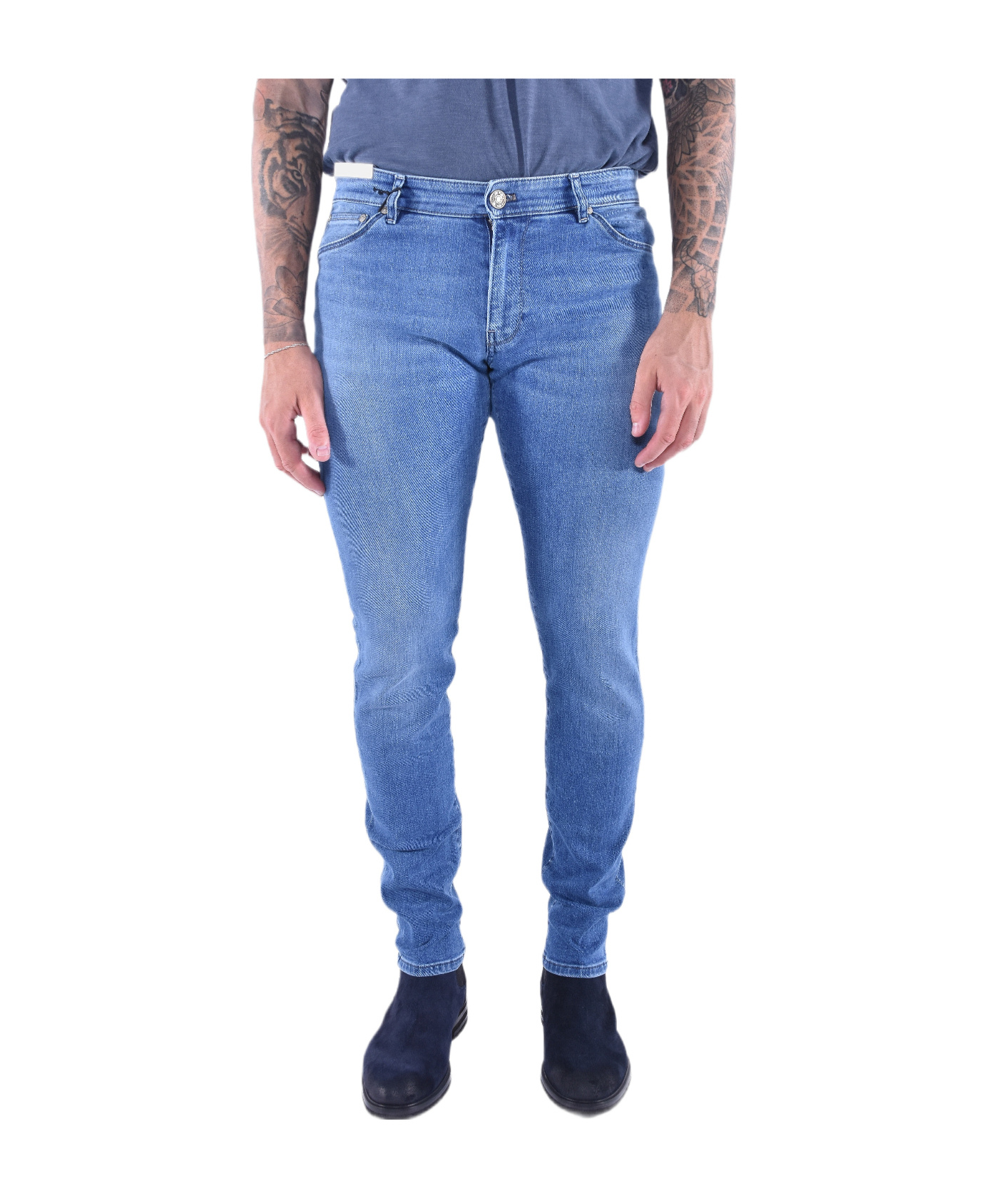 Pt Torino Jeans With Belt Loops In Blue