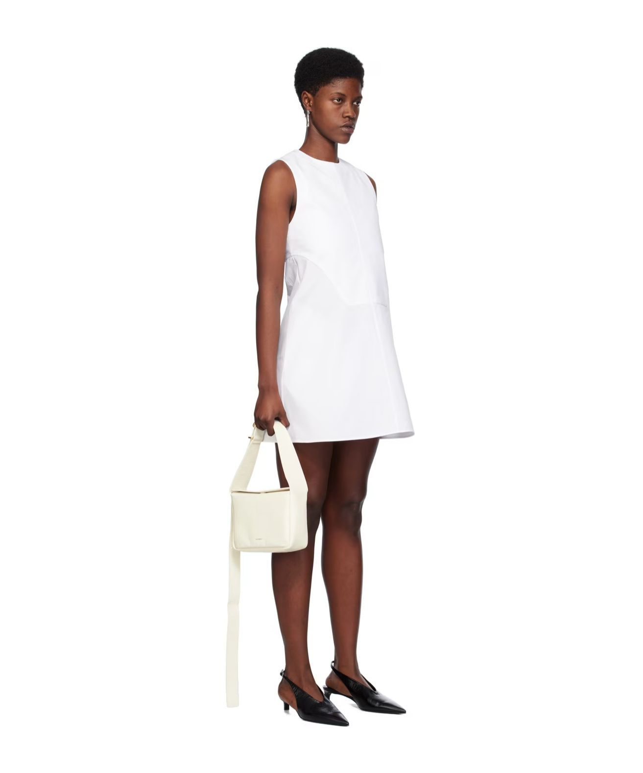 Jil Sander Panelled Cotton Minidress In White