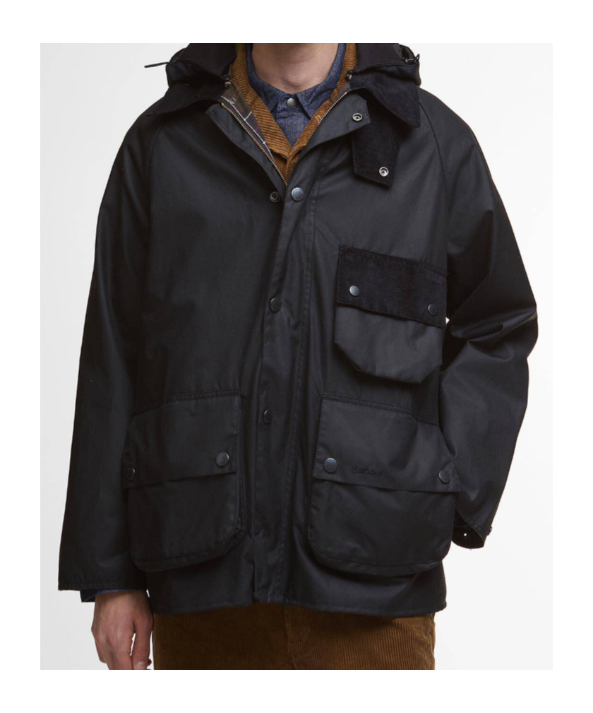 Barbour Modified Solway Waxed Jacket In Black