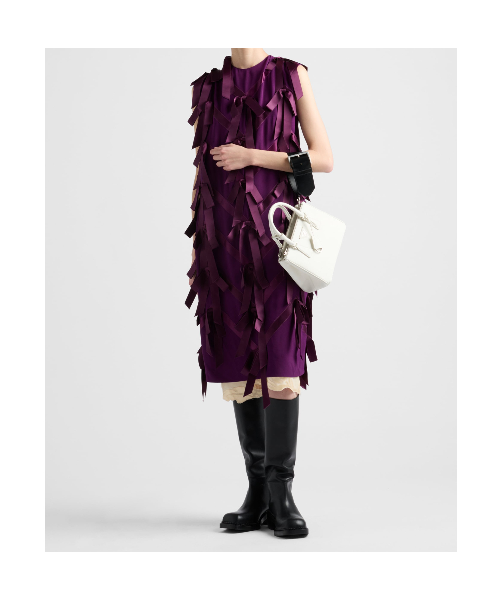 Prada Sablé Dress With Bows In Purple