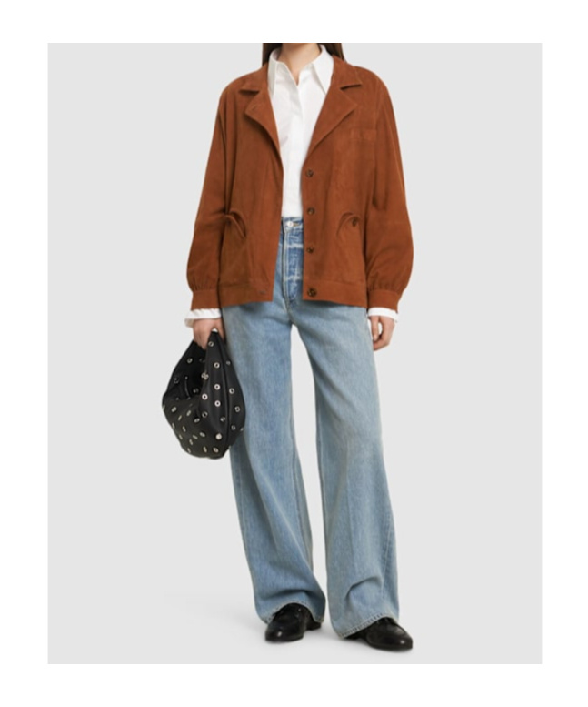 Shop Blazé Milano Long-sleeved Leather Jacket