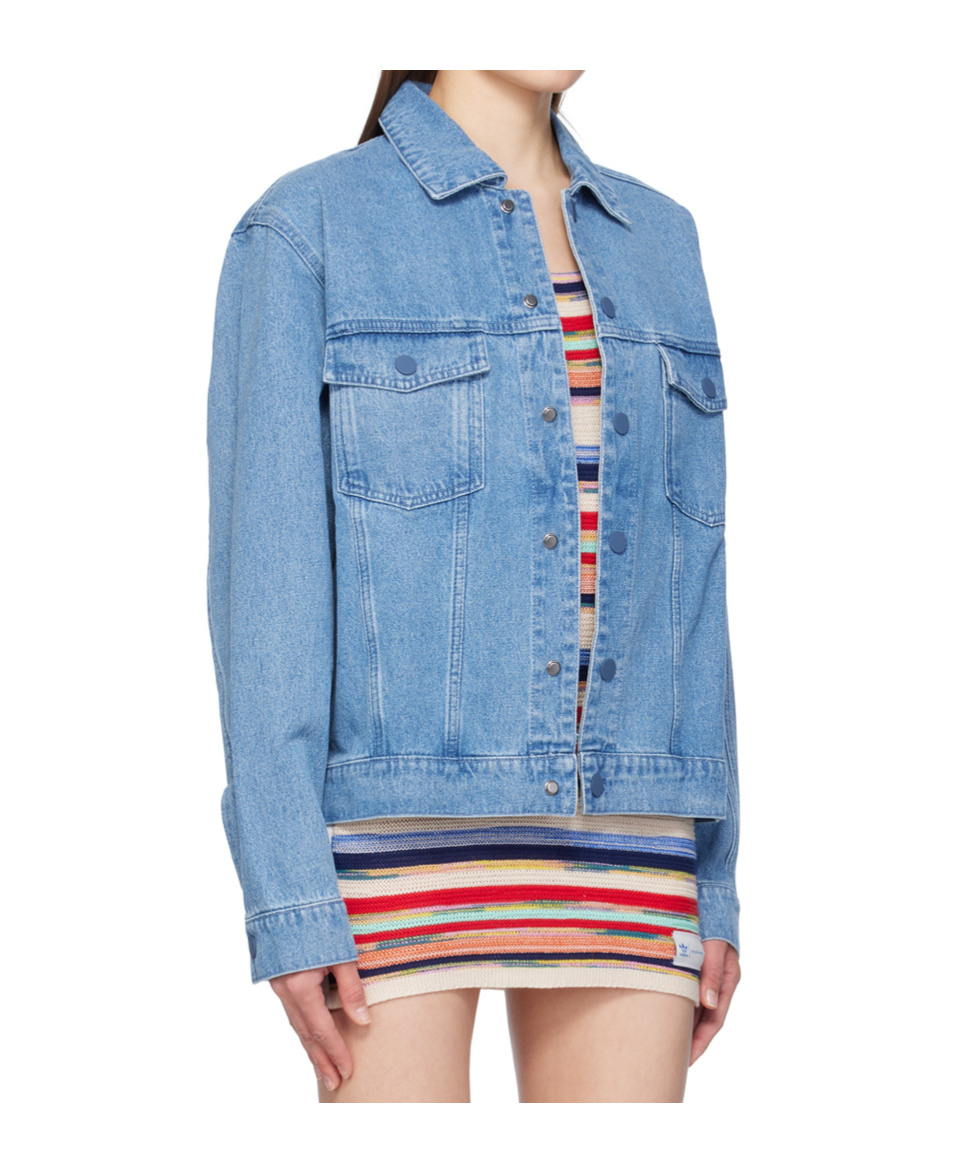 Adidas Originals Long-sleeved Denim Jacket In Blue