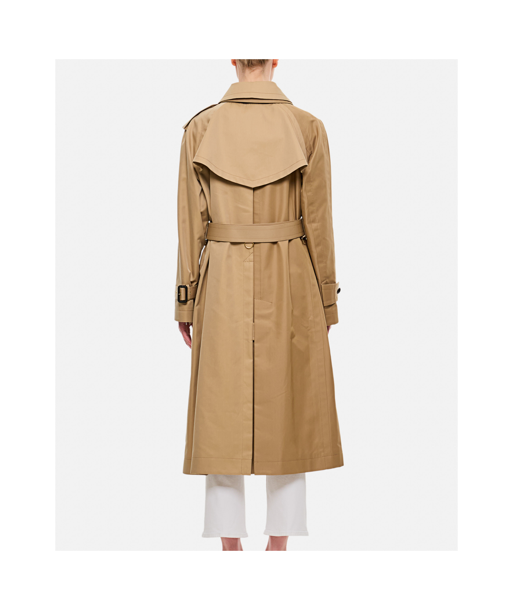 Shop Sacai Double Breasted Trench Coat In Nude