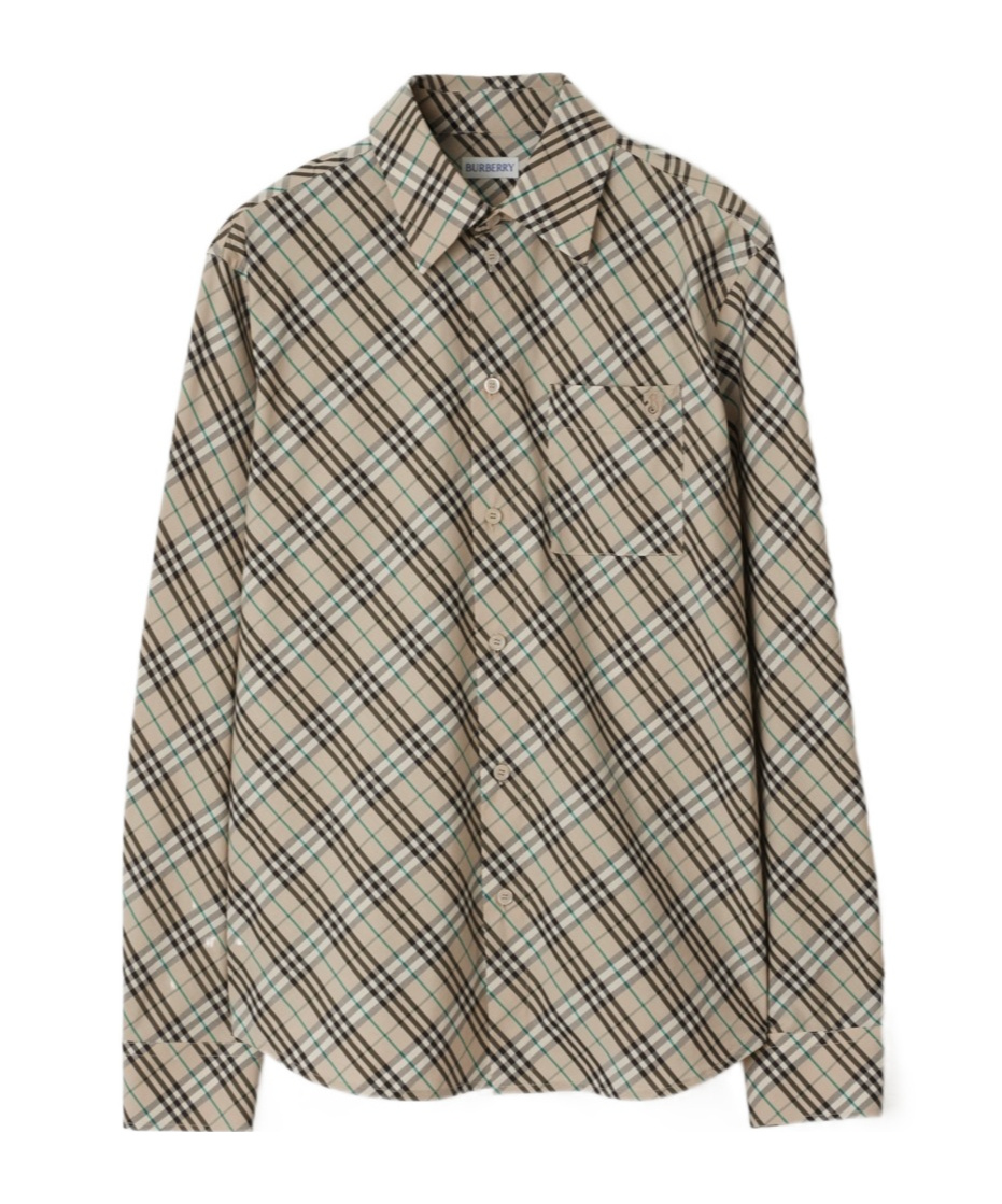 Shop Burberry Vintage Check Cotton Shirt In Nude