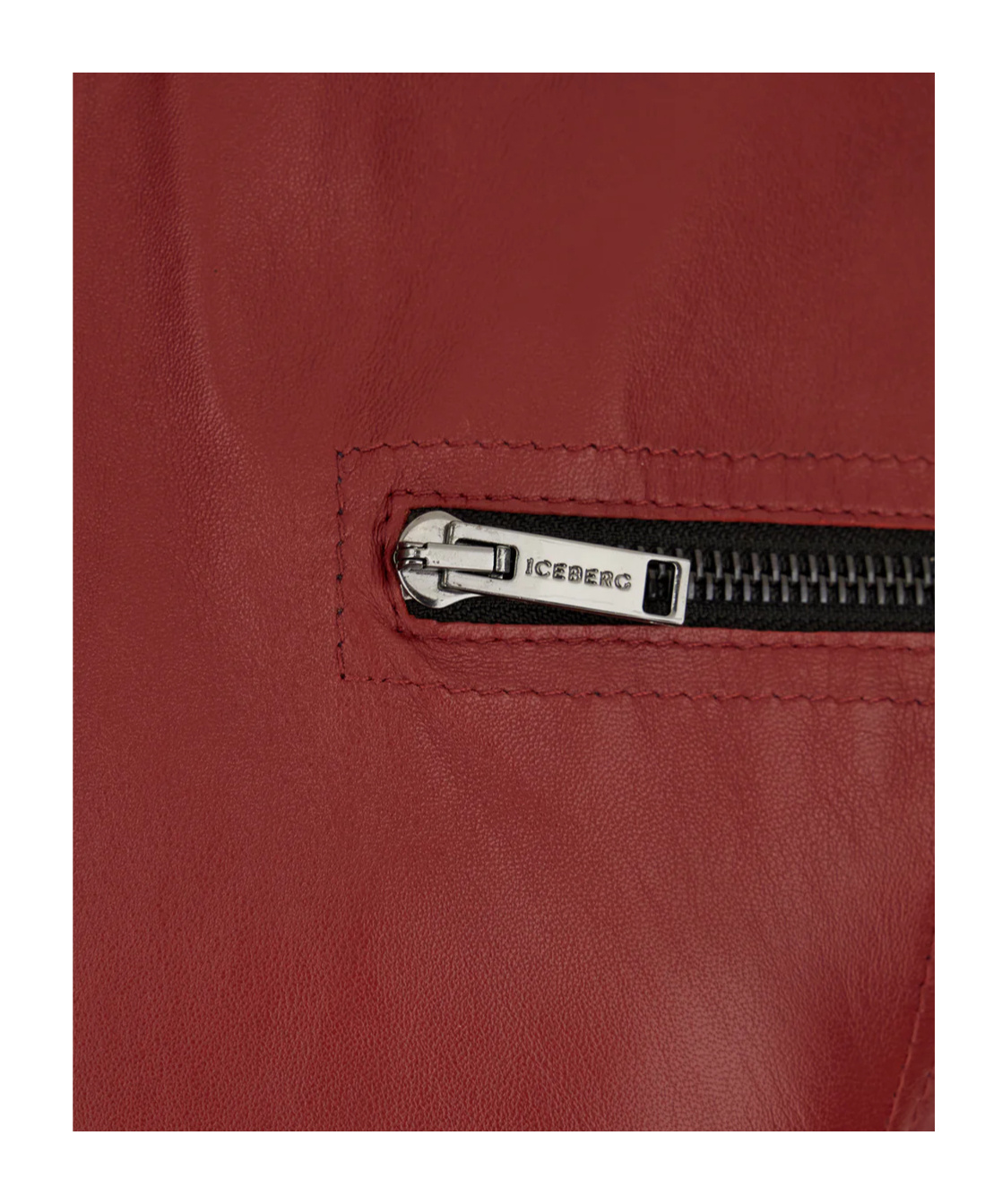 Iceberg Zip Leather Jacket In Brown