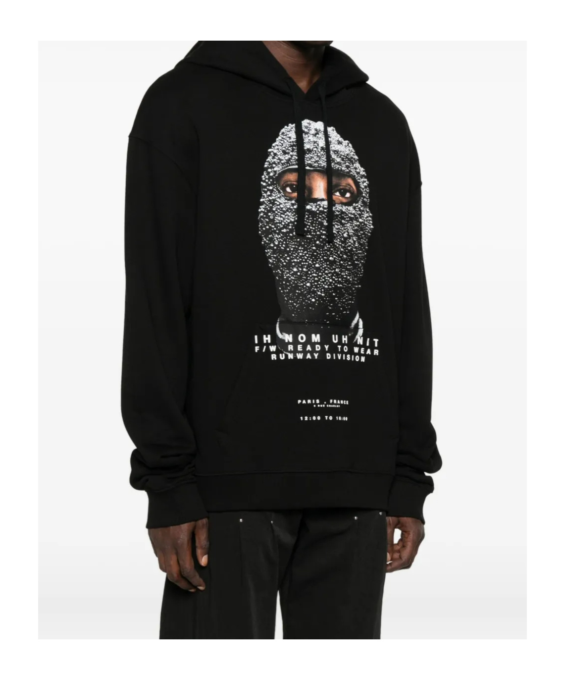 Ih Nom Uh Nit Mask Printed Drawstring Hoodie In Black
