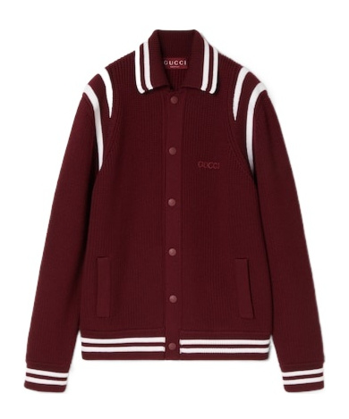 Gucci Wool Cardigan With Front Pockets And Ribbed Texture In Brown