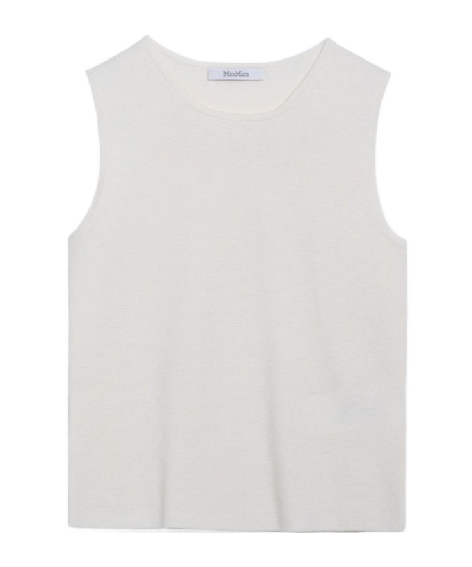 Max Mara White Sleeveless Top In Wool And Cashmere Women In White