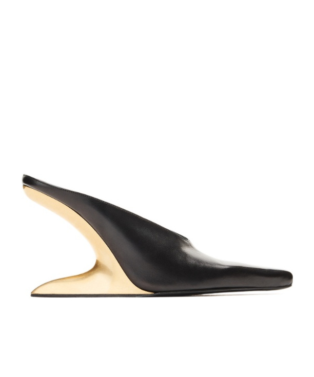 Alexander Wang Black Leather Boomerang Wedge Heel In Black