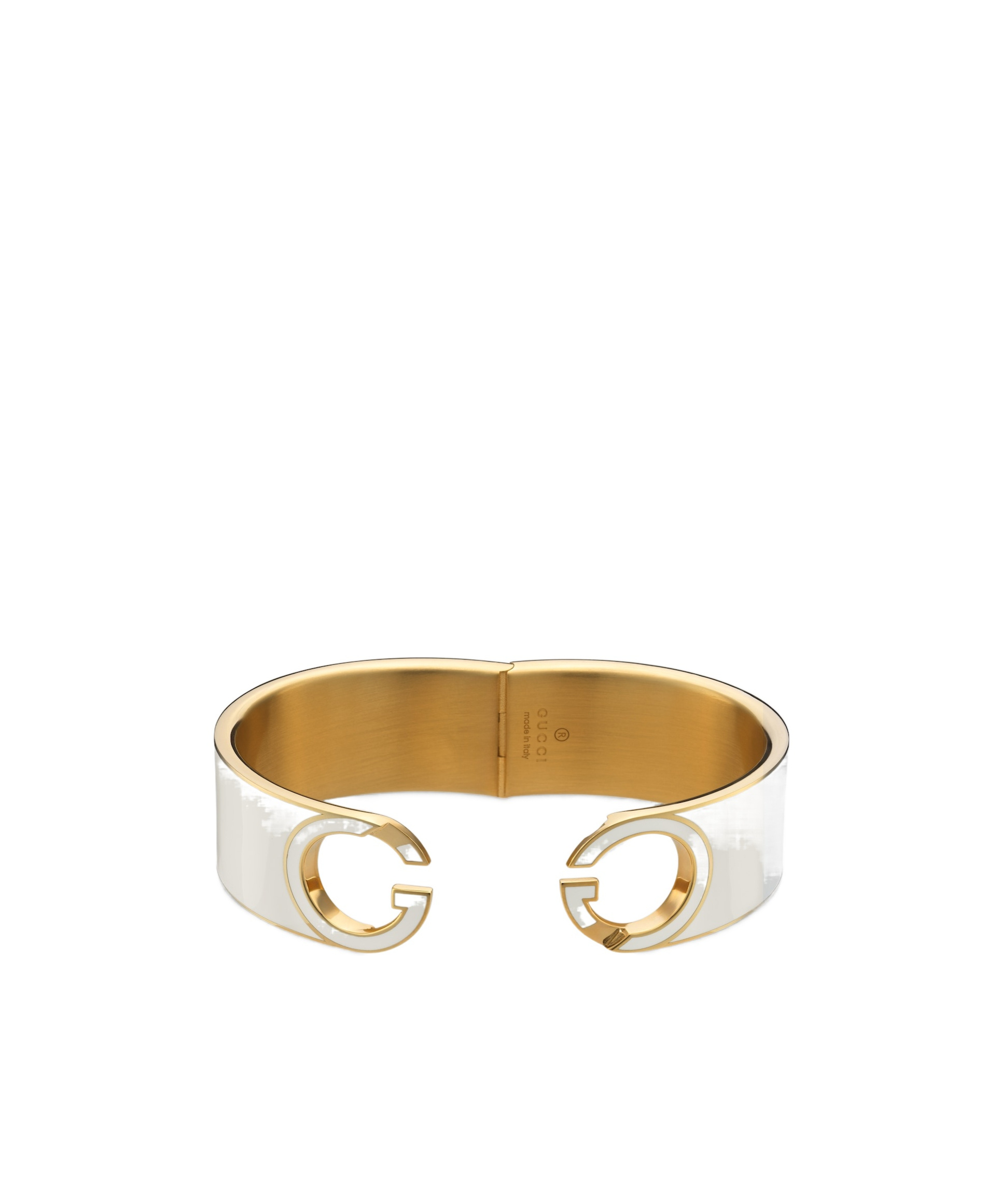 Gucci Interlocking Enamel Cuff Bracelet In White