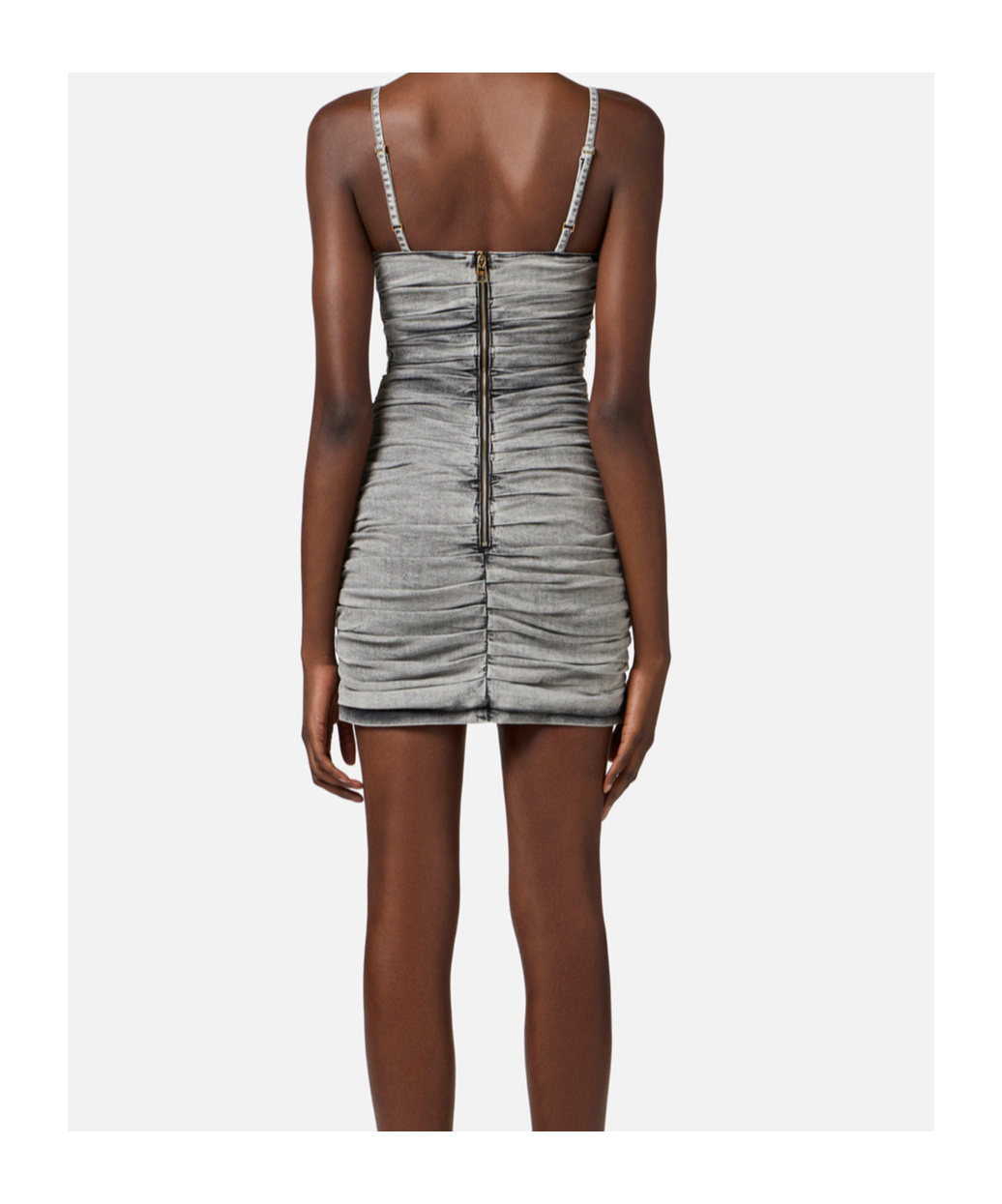 ELISABETTA FRANCHI ELISABETTA FRANCHI SHOULDER STRAPS DENIM MINI DRESS