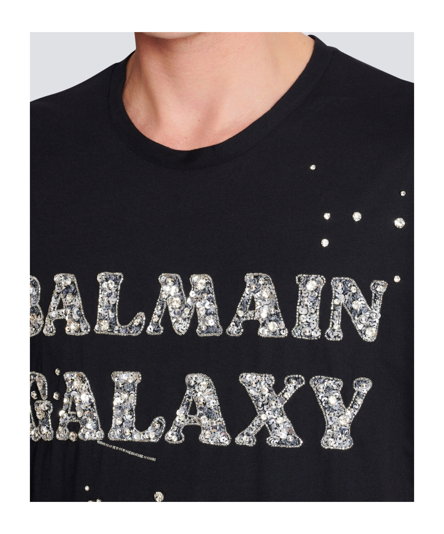 Balmain Embroidered Galaxy Logo T-shirt In Black