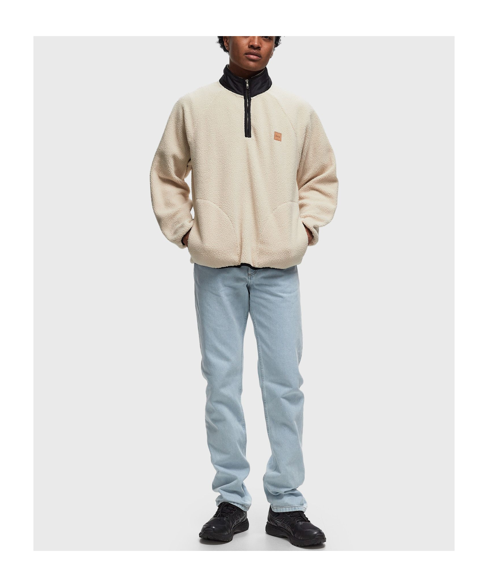 Apc Logo-appliqué Half-zip Sweatshirt In Nude