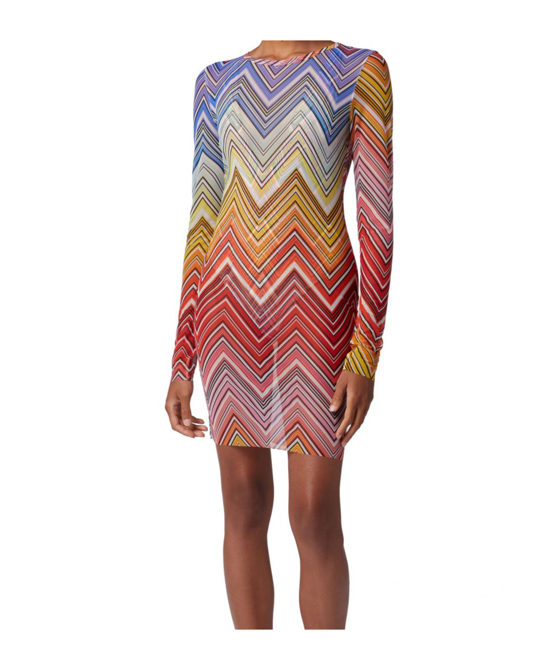 Missoni Beach Dress In Zigzag Print Tulle In Multicolor