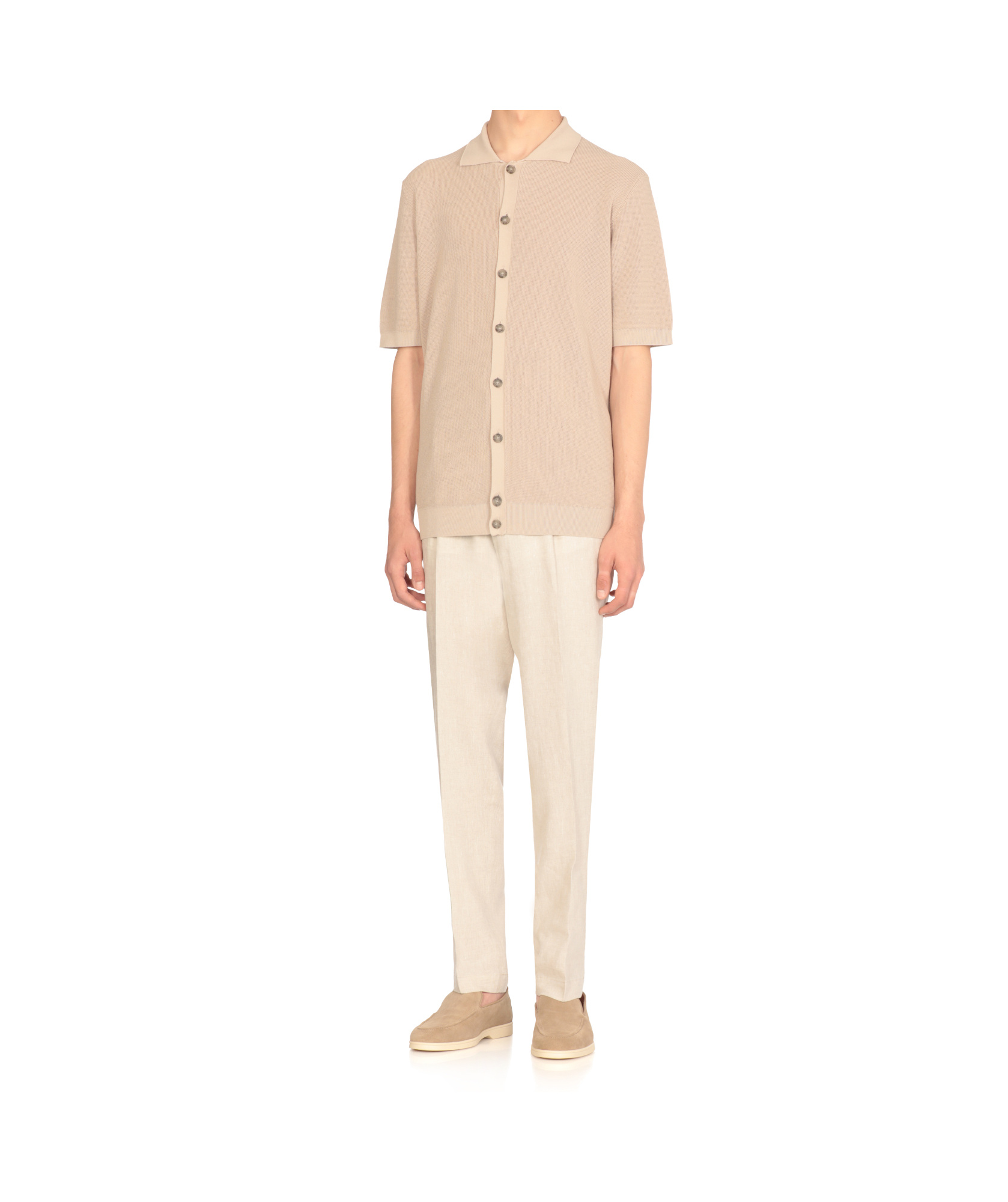 Peserico Polo Cardigan In Pure Cotton Yarn In Neutral