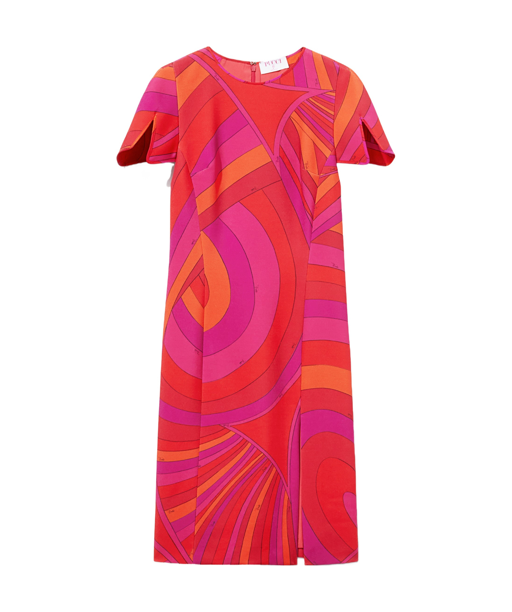 Pucci Round-collar Short-sleeve Dress In Red
