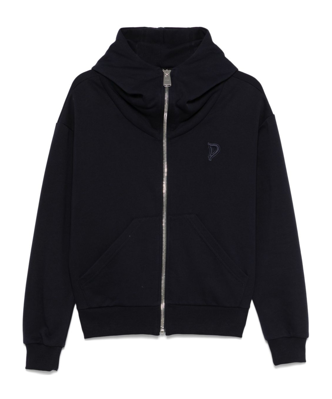Dondup Zip-up Blue Hoodie With Cozy Hood In Black