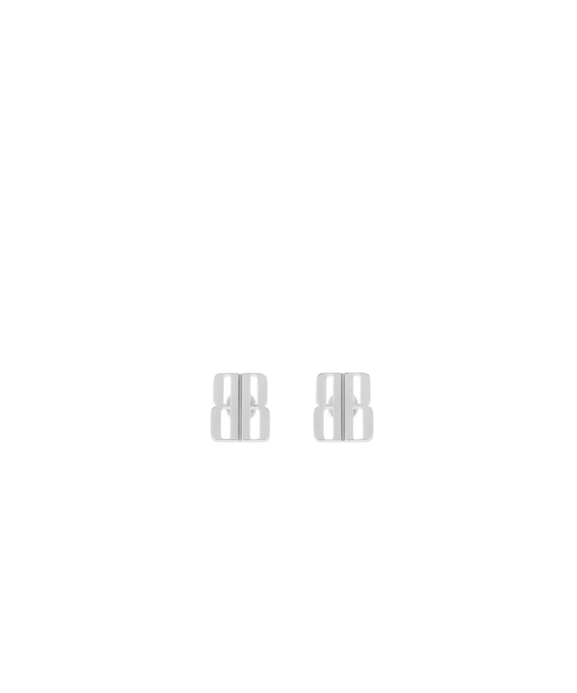 Balenciaga Nano Xs Silver Stud Earrings In Brown