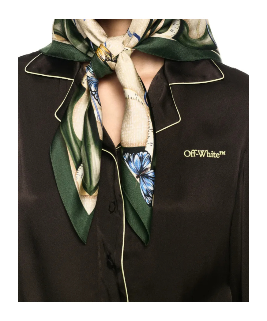 Off-white Satin Pyjama Top In Black