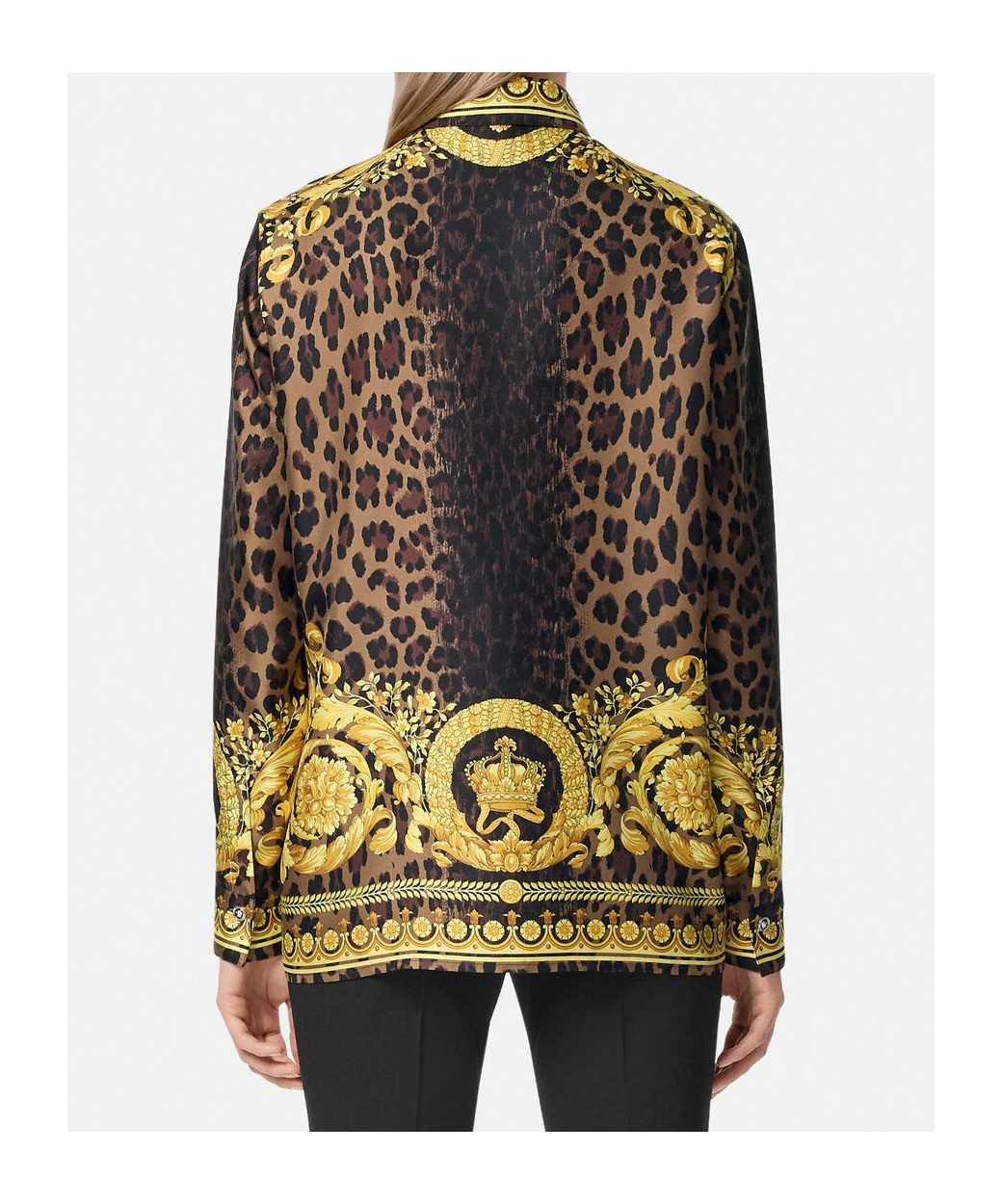 Versace Printed Silk Shirt In Green