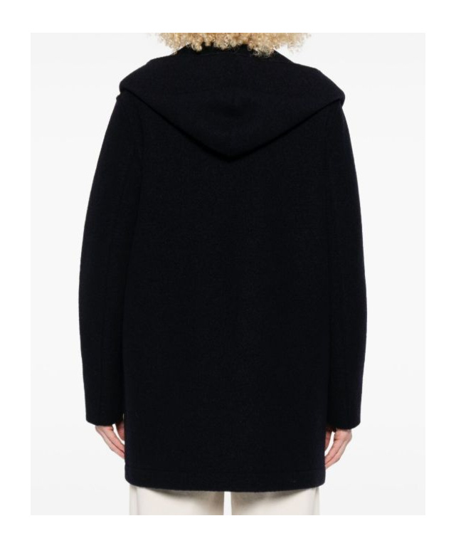 Harris Wharf London Boxy Blue Giacconi Coat With Oversized Collar In Black