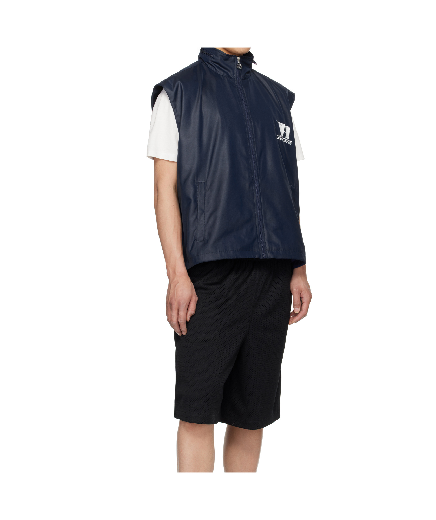 Alexander Wang Navy Oversize Canvas Vest In Black