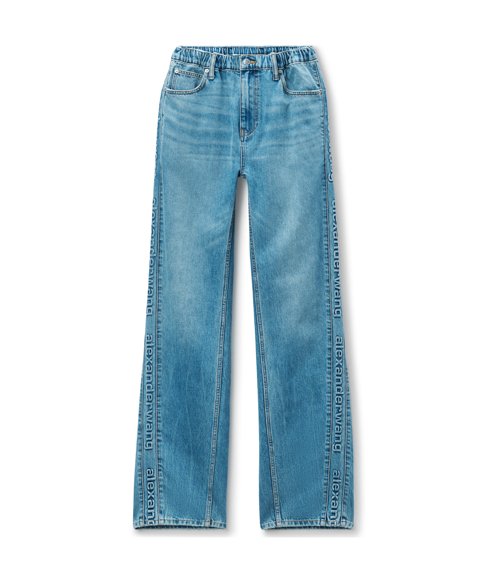 ALEXANDER WANG LOGO-EMBOSSED BOYFRIEND JEANS