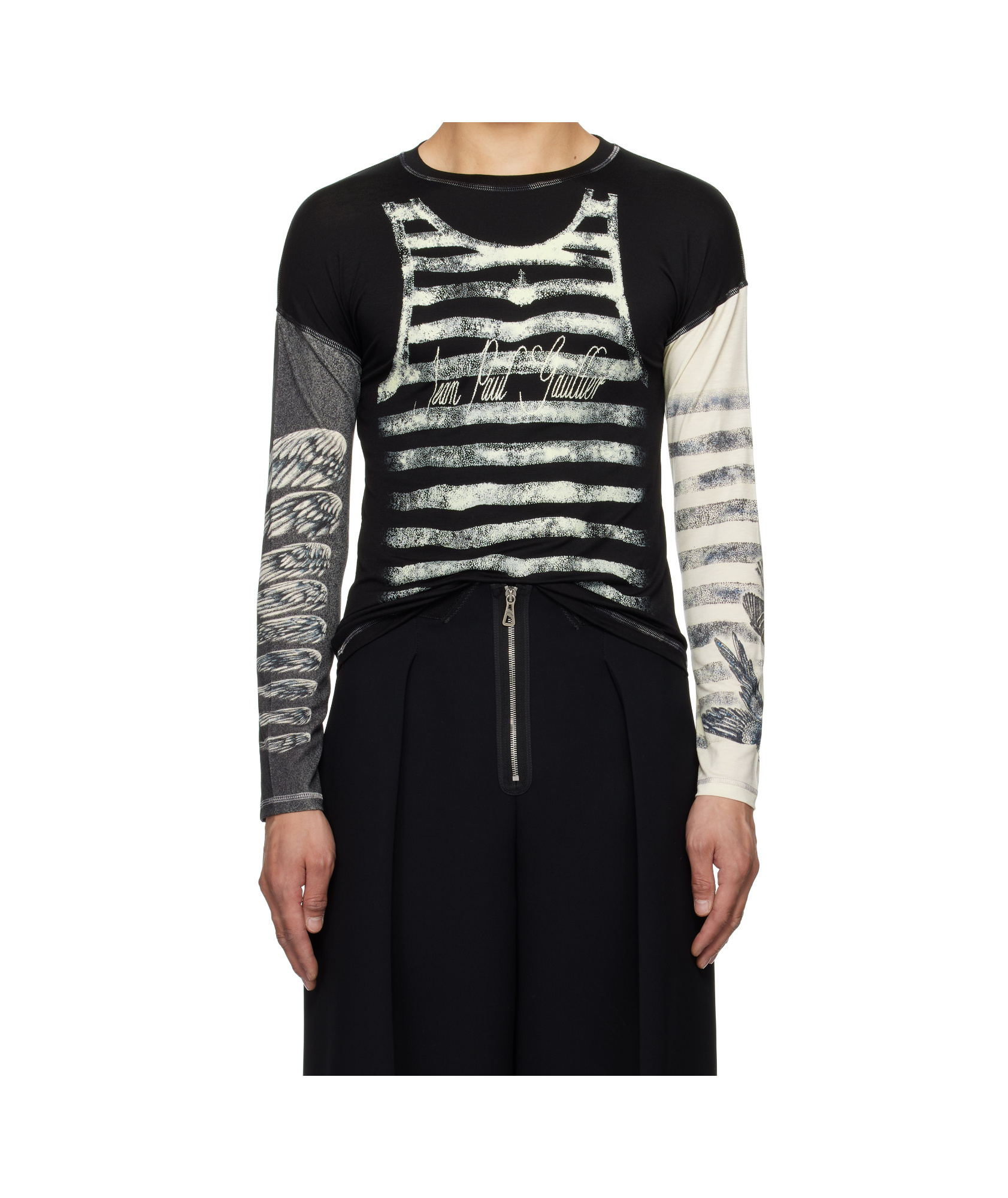 Shop Jean Paul Gaultier Black 'the Tattoo Top' T-shirt